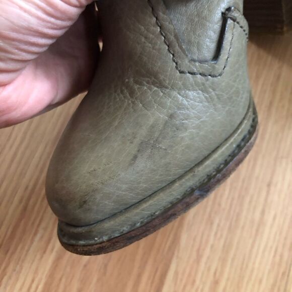 Alexander Wang Green Gray Ankle Boots Booties Heeled Zip Leather EU 38 US 7.5 - Picture 8 of 14